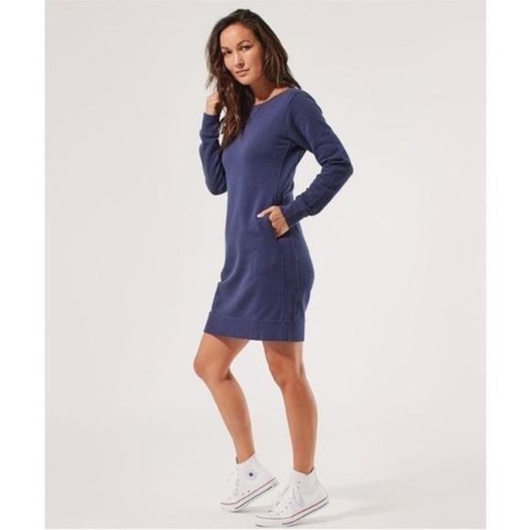 Pact Dresses & Skirts - PACT® Organic Cotton Downtime Essential Long Sleeve Navy Sweatshirt Dress